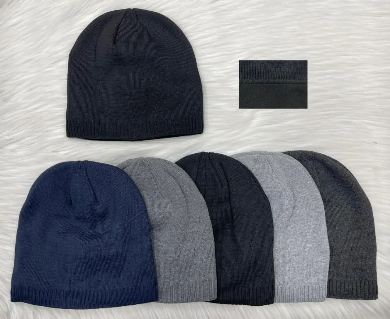 Czapki męskie beanie dzianinowe czarne szare granatowe, w wielu kolorach