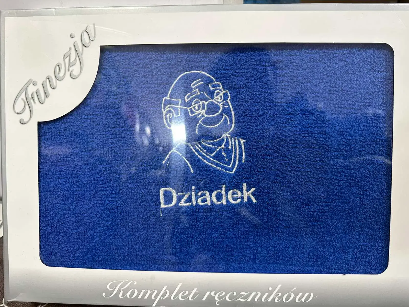 Ręczniki Bawełniane na Dzień Babci & Dziadka 70/140, kolor granatowy