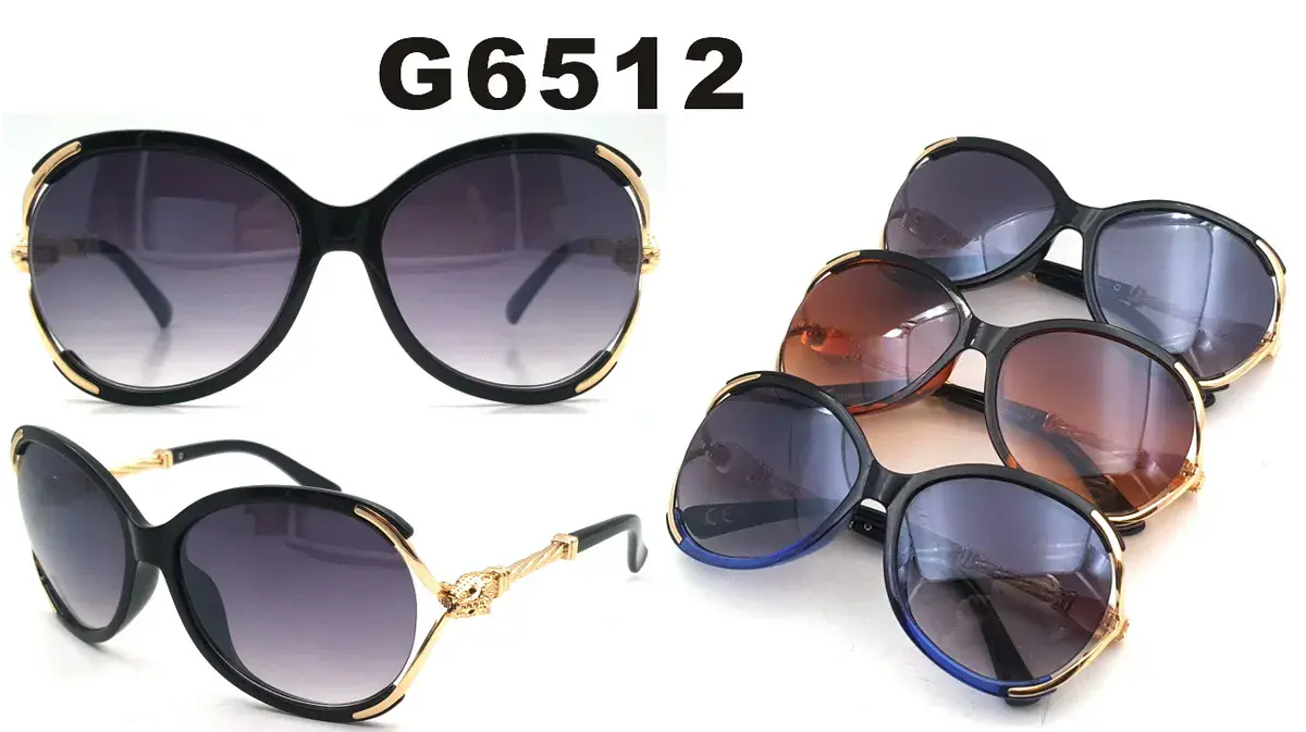 Okulary przeciwsłoneczne G6512 cat eye czarny złoty z gradientem