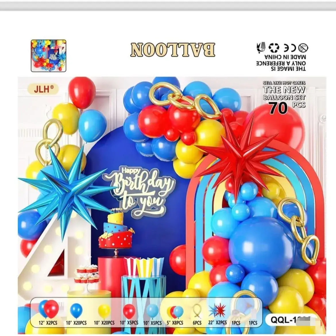 Zestaw balonów dekoracyjnych Happy Birthday 70 szt