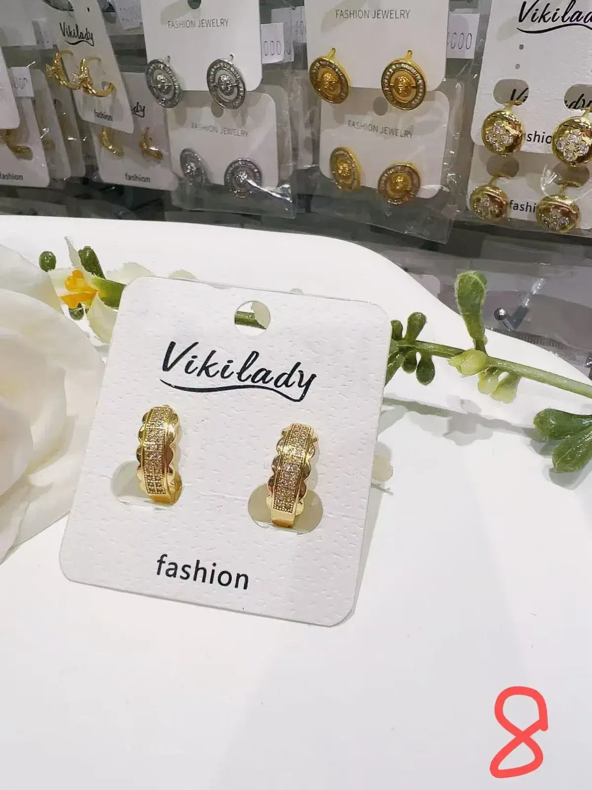 Kolczyki damskie VikiLadi koła złote z cyrkoniami