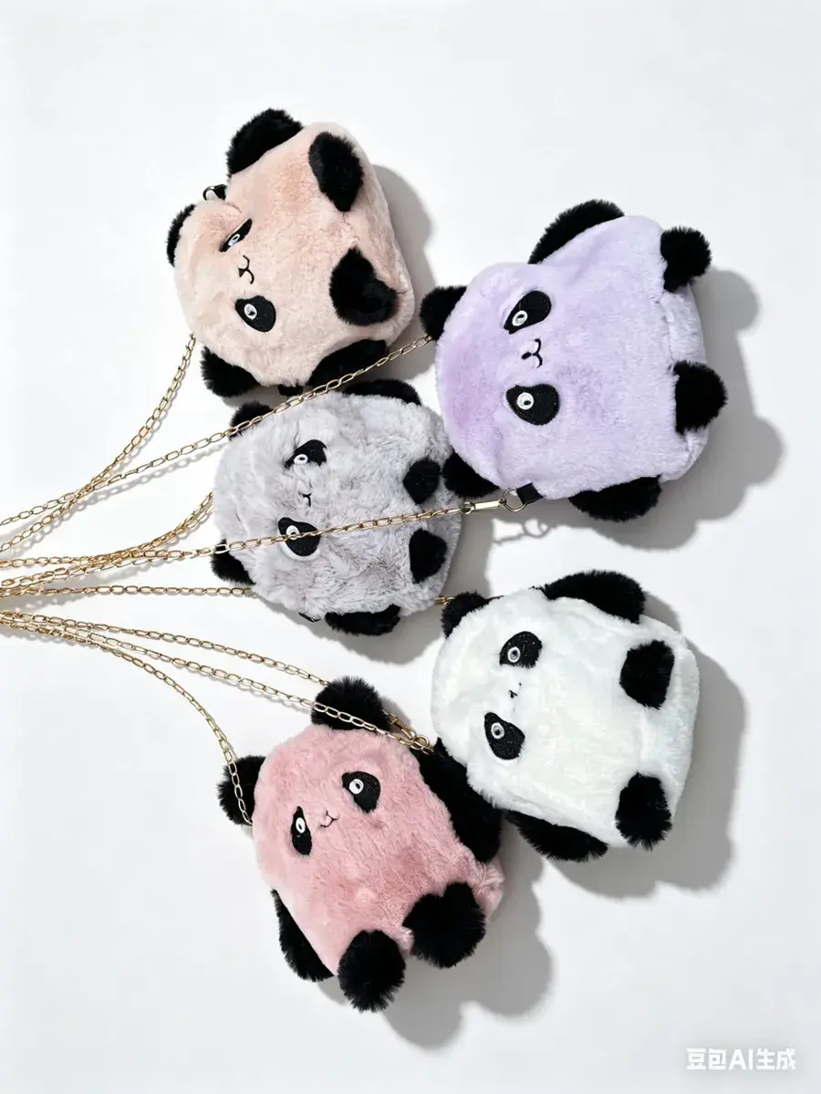 Pluszowa torebka panda z łańcuszkiem kolorowa miękka