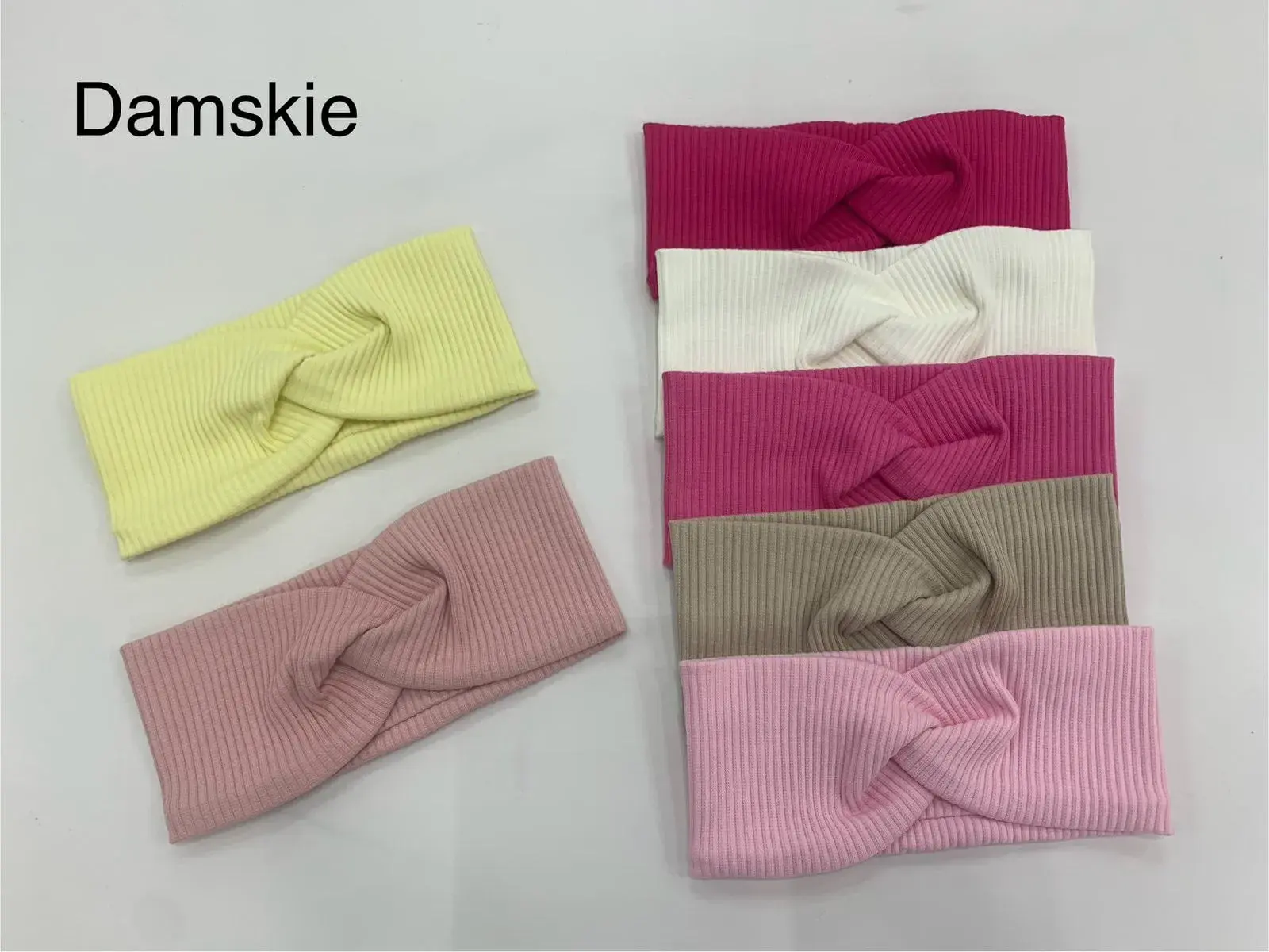 Opaski damskie scrunchie rib knittowane 10 szt