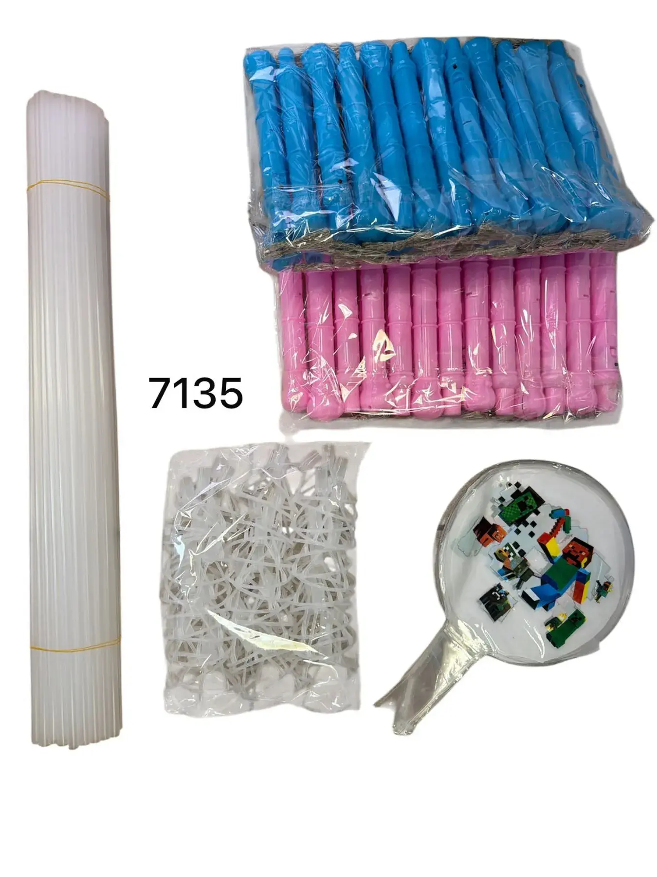 Balony świecące LED niebieskie, różowe, białe 50 szt