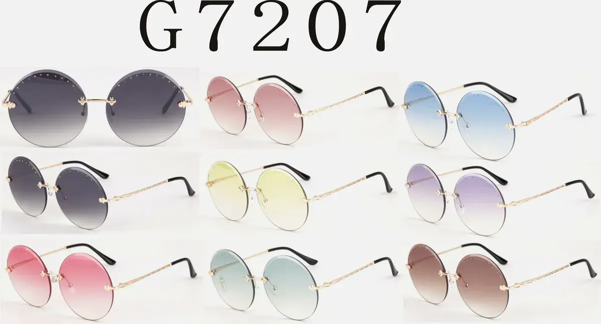 Okulary damskie G7207 okrągłe ombre wielokolorowe metalowe