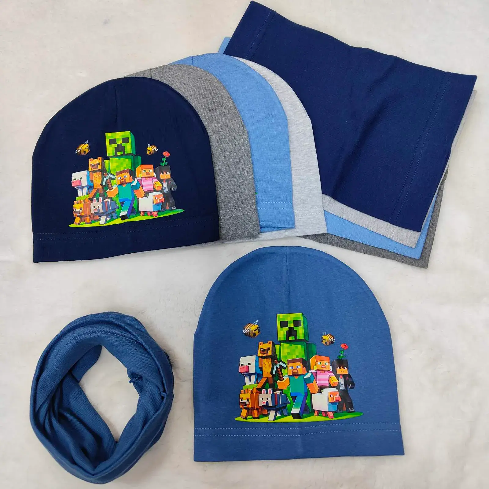 Komplet Czapka Komin Minecraft dla Dzieci, w wielu kolorach