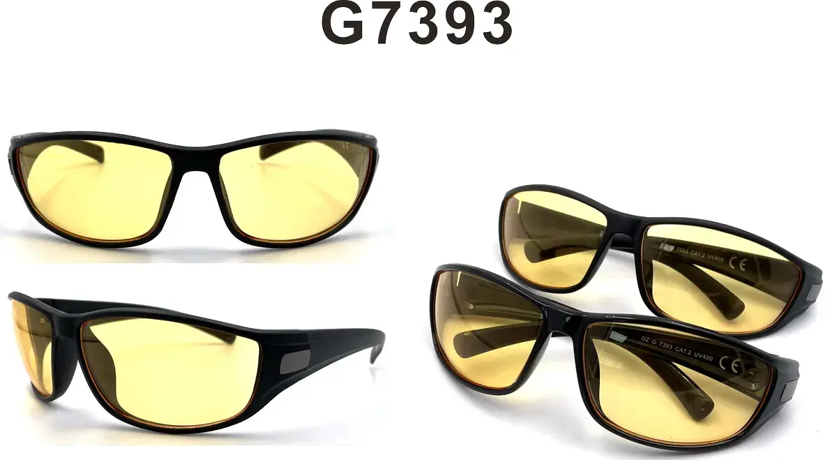 Okulary sportowe G7393 czarne z żółtymi szkłami UV400