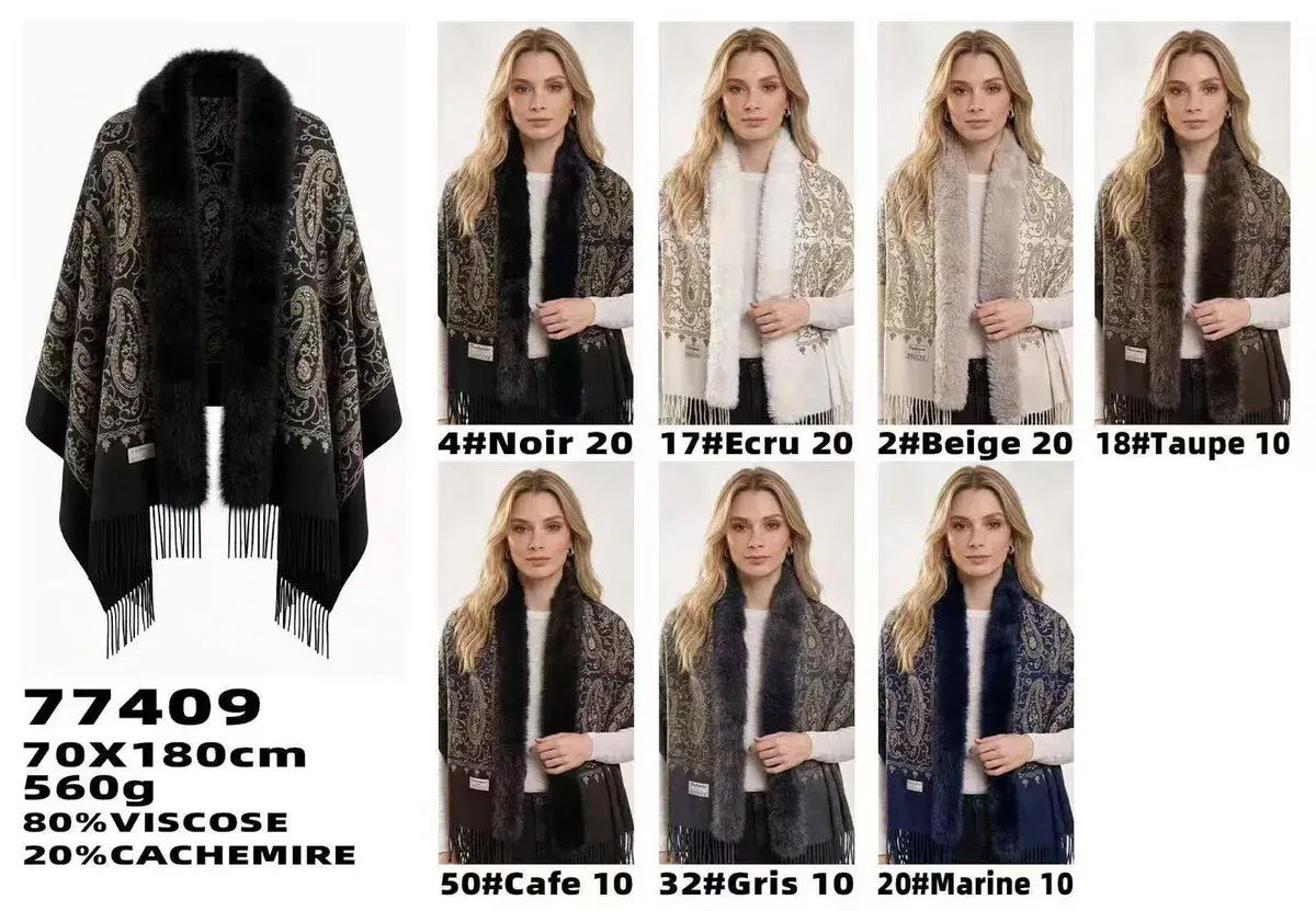 Szalik damski z futrzanym obszyciem 70x180 cm mix kolorów – wzór 2