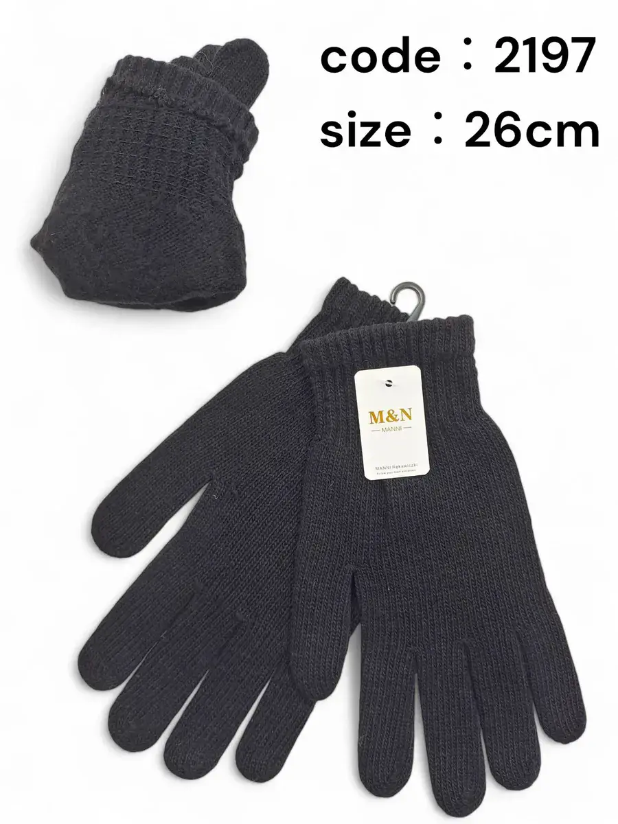 Czarne męskie rękawiczki dziane 26 cm M&N
