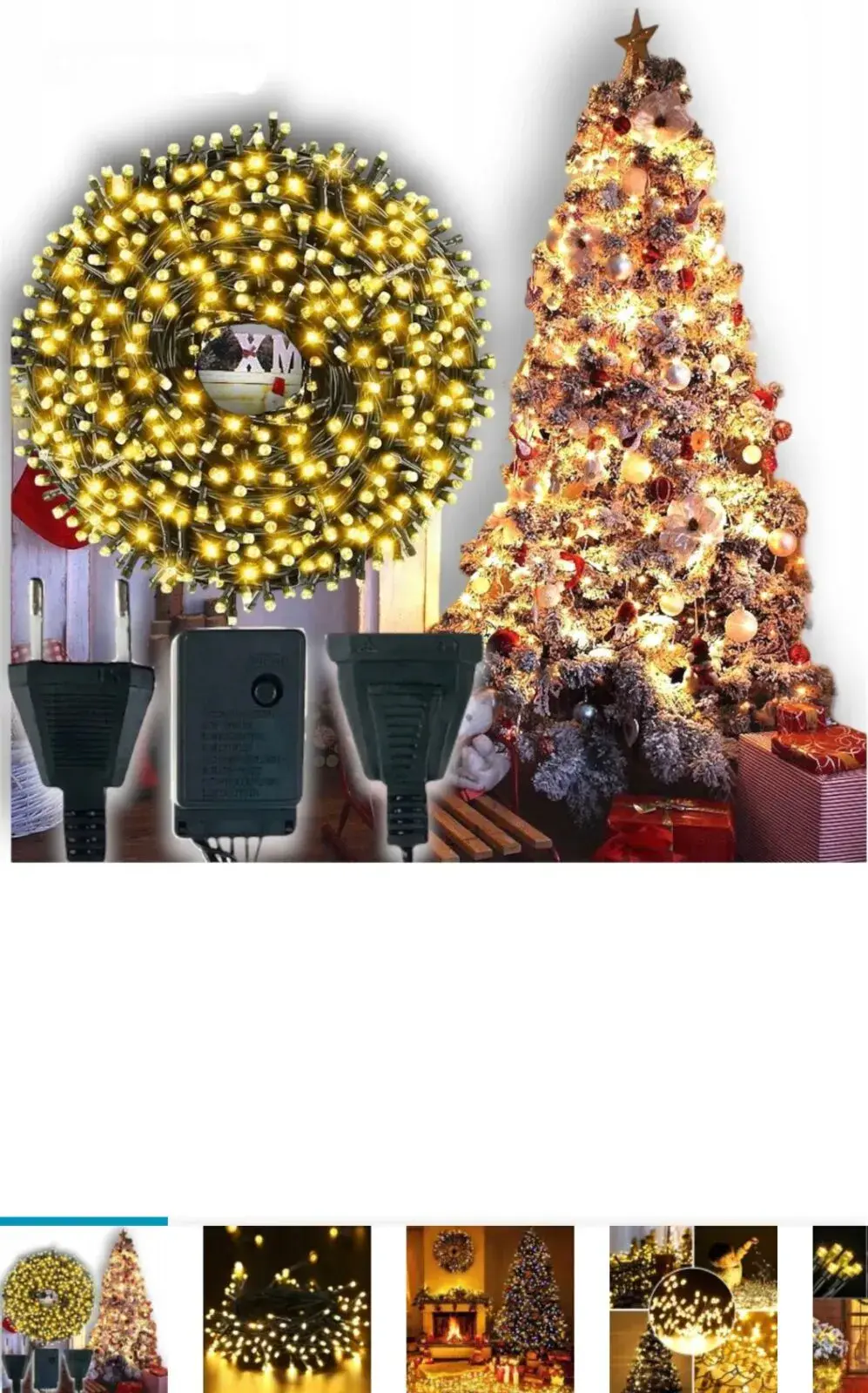 Lampki choinkowe zwykłe 100LED, żółte ciepłe światło led