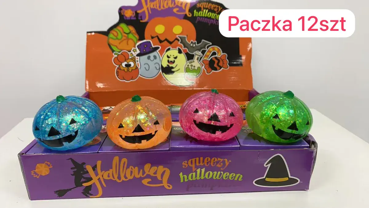Kolorowe dynie Halloween miękkie zabawki antystresowe 12 szt
