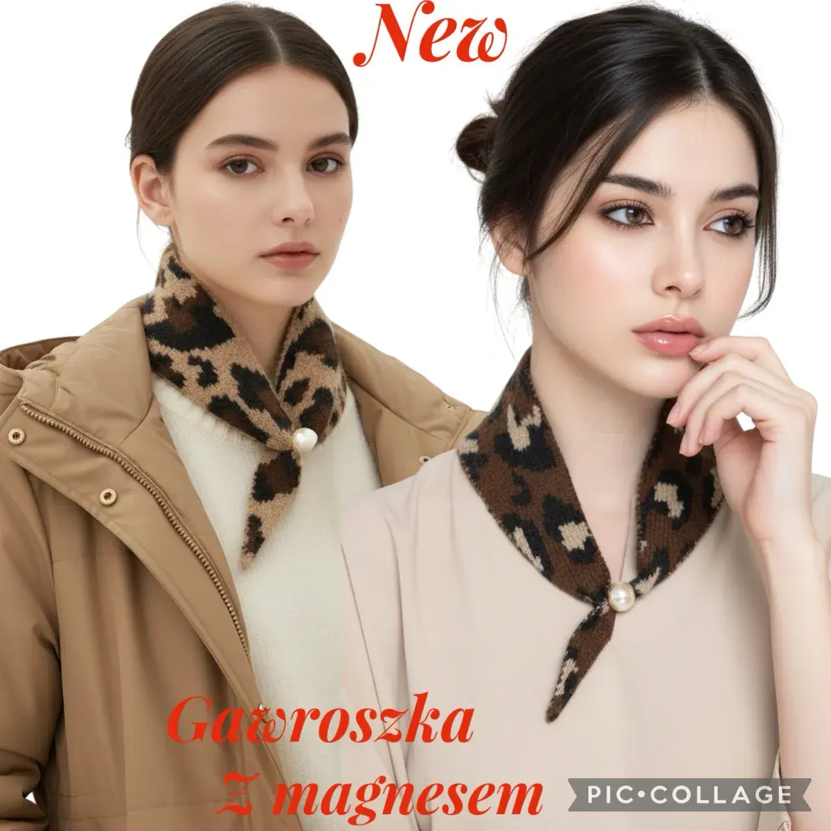 Gawroszka damska z magnesem w panterkę brązową mix kolor