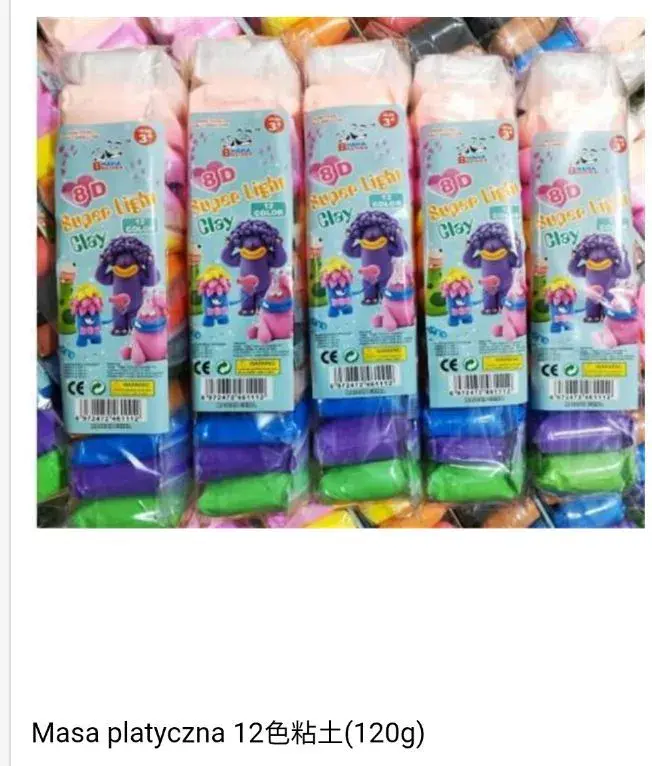 Masa plastyczna 8D super light clay kolorowa 120g zestaw 12 szt