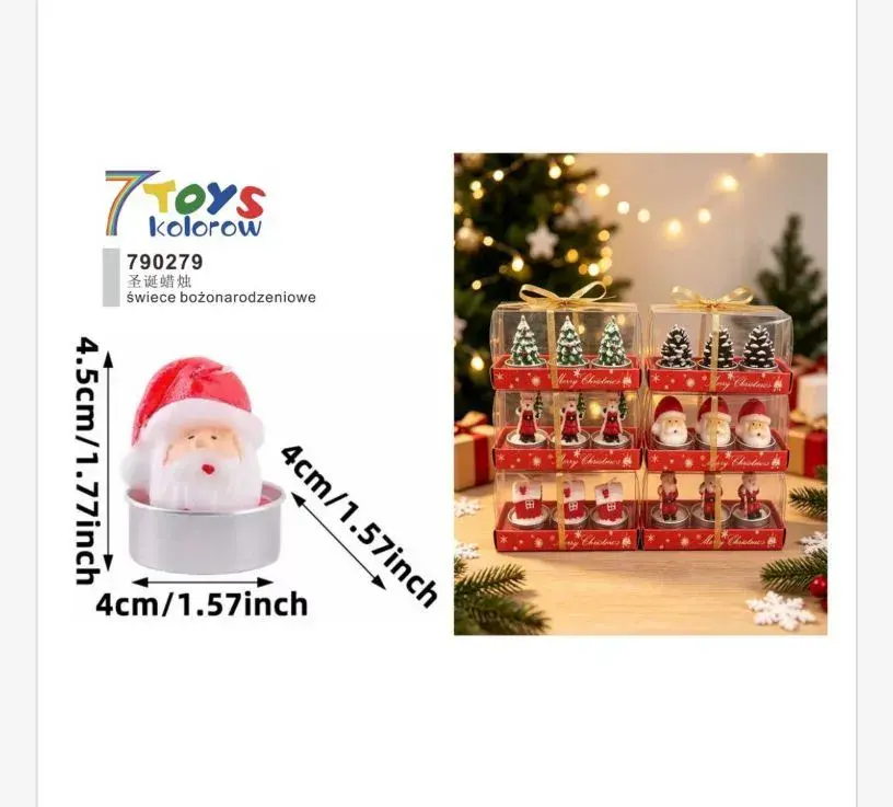 Świeca bożonarodzeniowa z Mikołajem 4,5x4 cm 7 Toys kolorowa