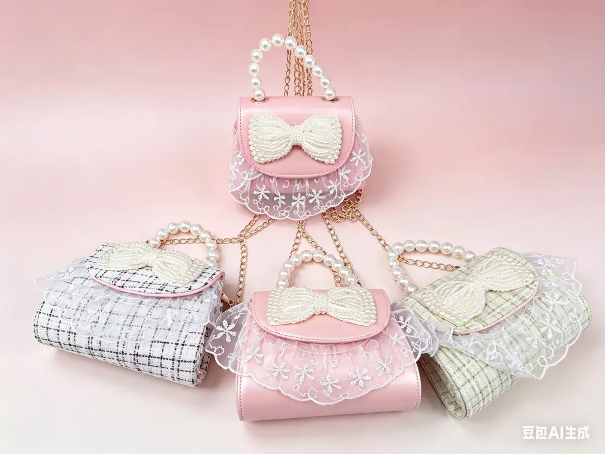 Torebka dla Dziewczynki z Kokardą i Perełkami Różowa 15cm