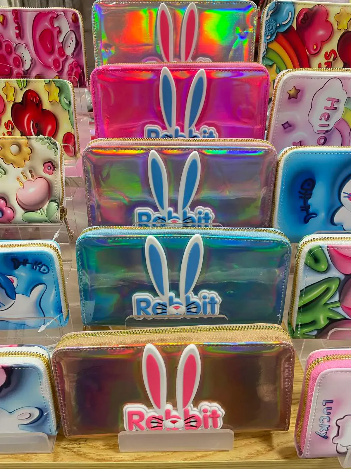 Portfel Rabbit dziecięcy holograficzny z uszami 3D, mix kolorów
