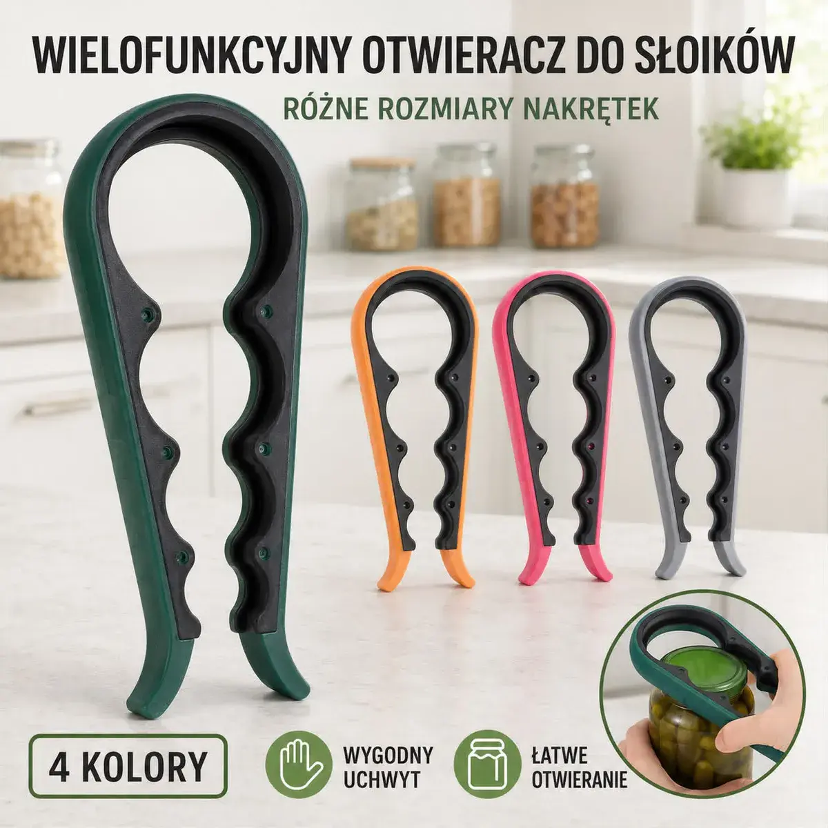 Wielofunkcyjny otwieracz do słoików i butelek 4 kolory