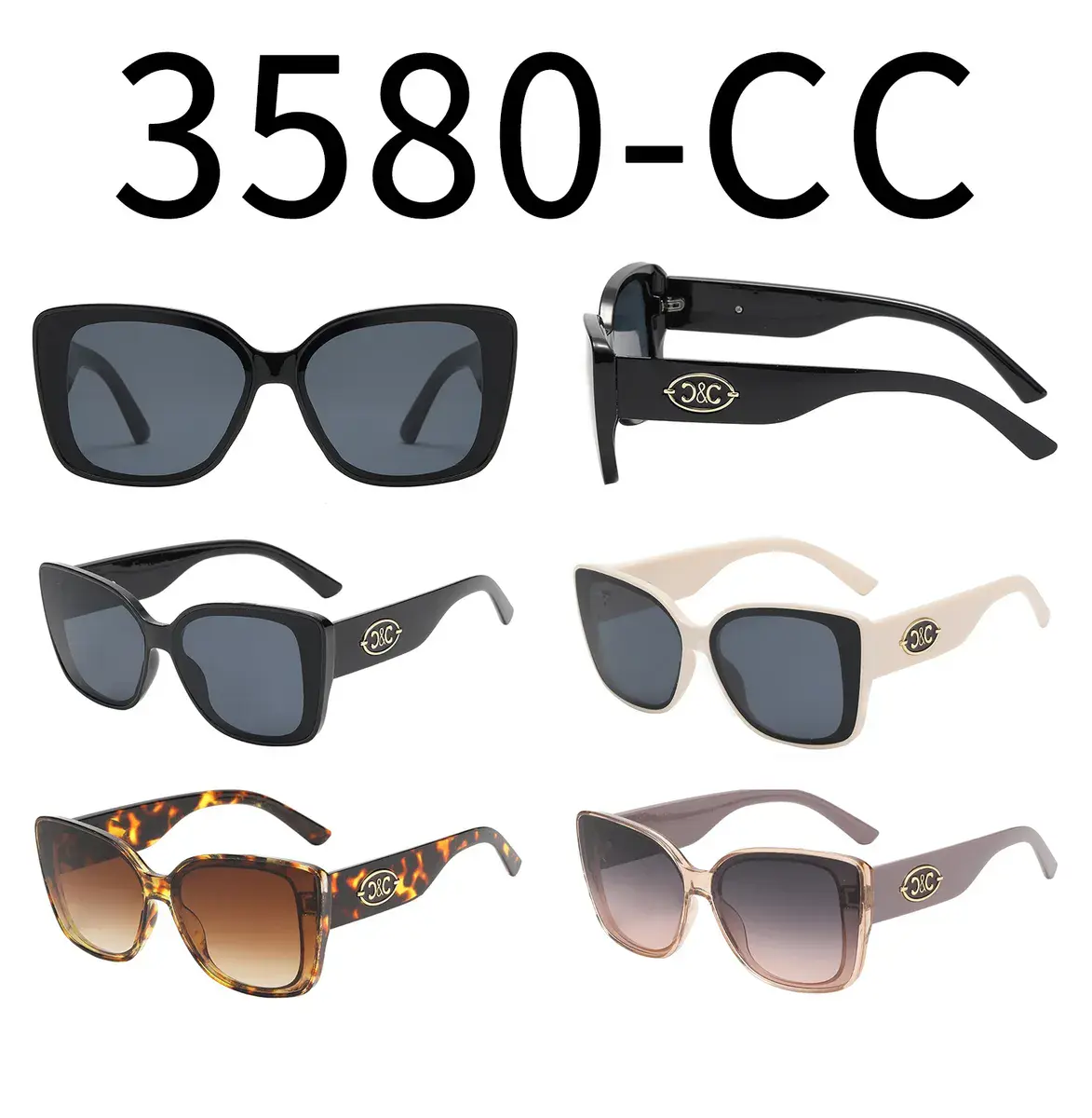 Okulary Przeciwsłoneczne Damskie Owalne z Logo D&C 3580-CC