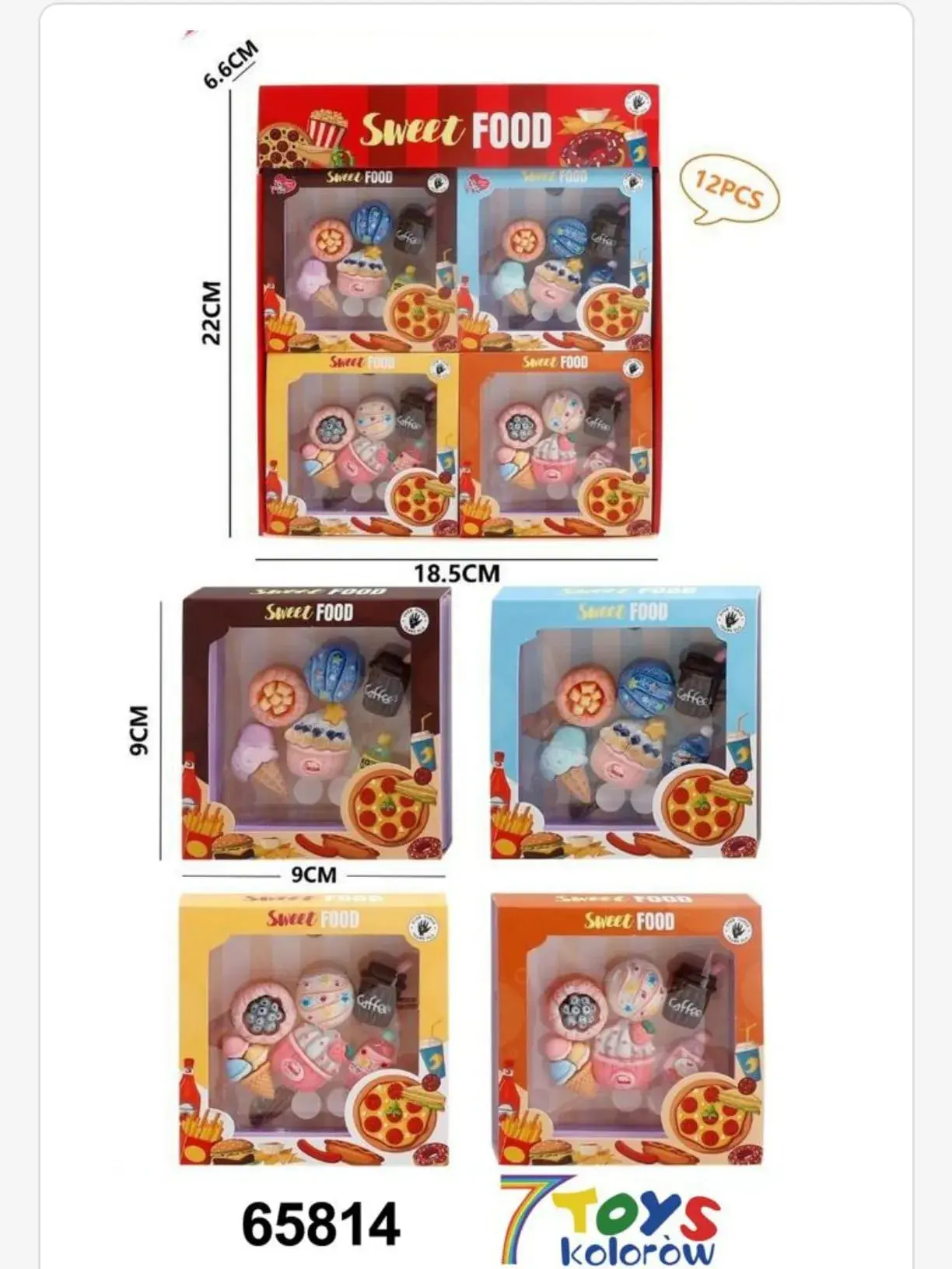 Naklejki Sweet Food - Zestaw Mini Figurek Jedzenie 12 szt. 9x9cm
