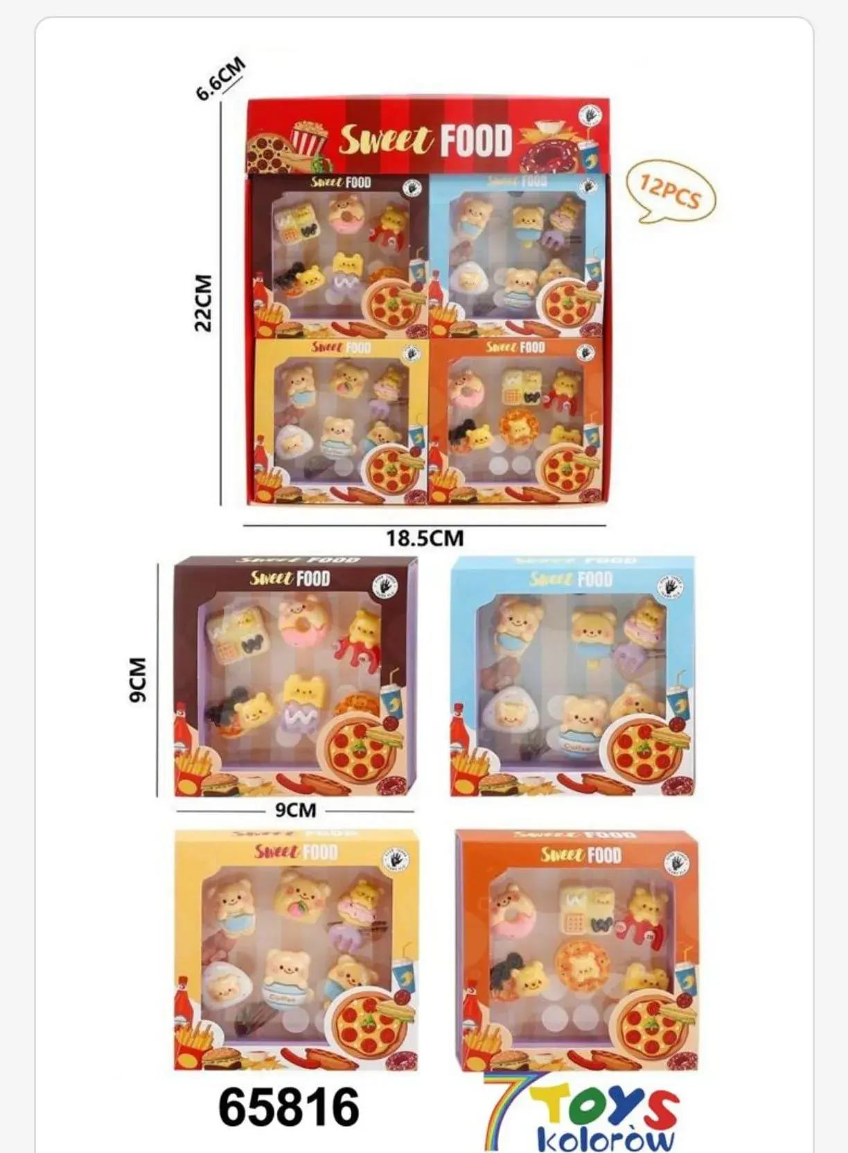 Naklejki Sweet Food 3D wypukłe, zestaw 12 szt, mini zabawki