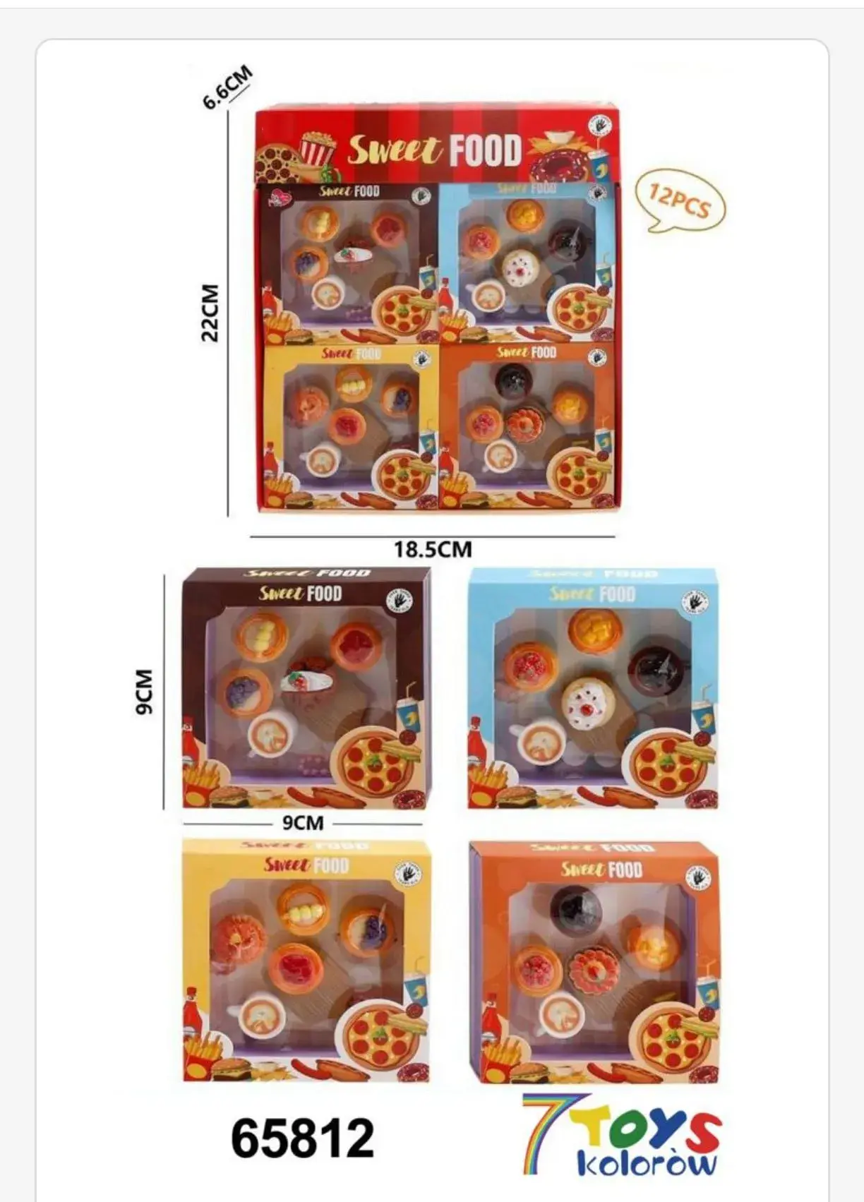 Naklejki Sweet Food 3D Zestaw Miniatur Jedzenie 9x9cm 12szt