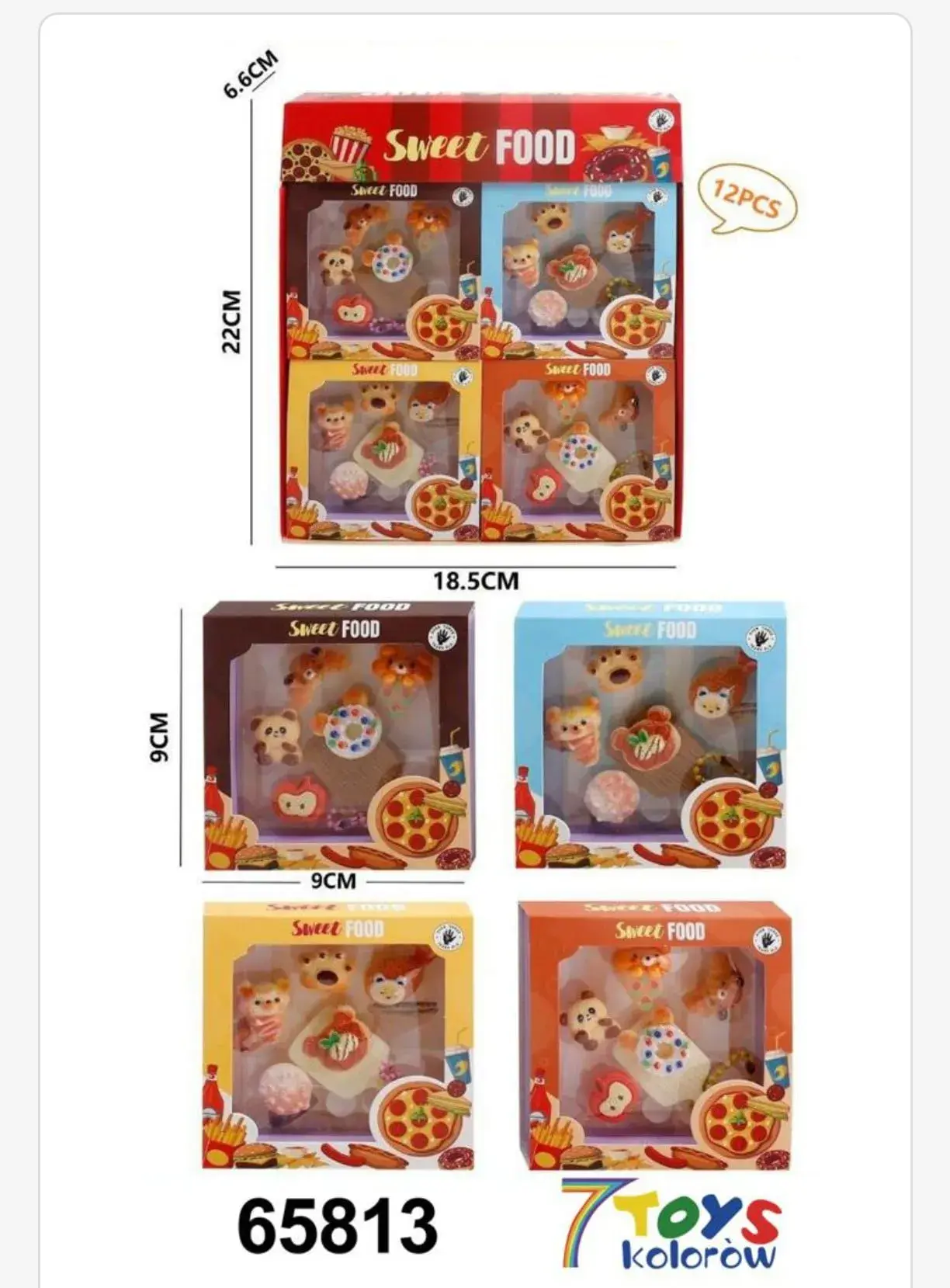 Naklejki Sweet Food 3D Zestaw 12 szt. - Motyw Jedzenie i Zwierzęta