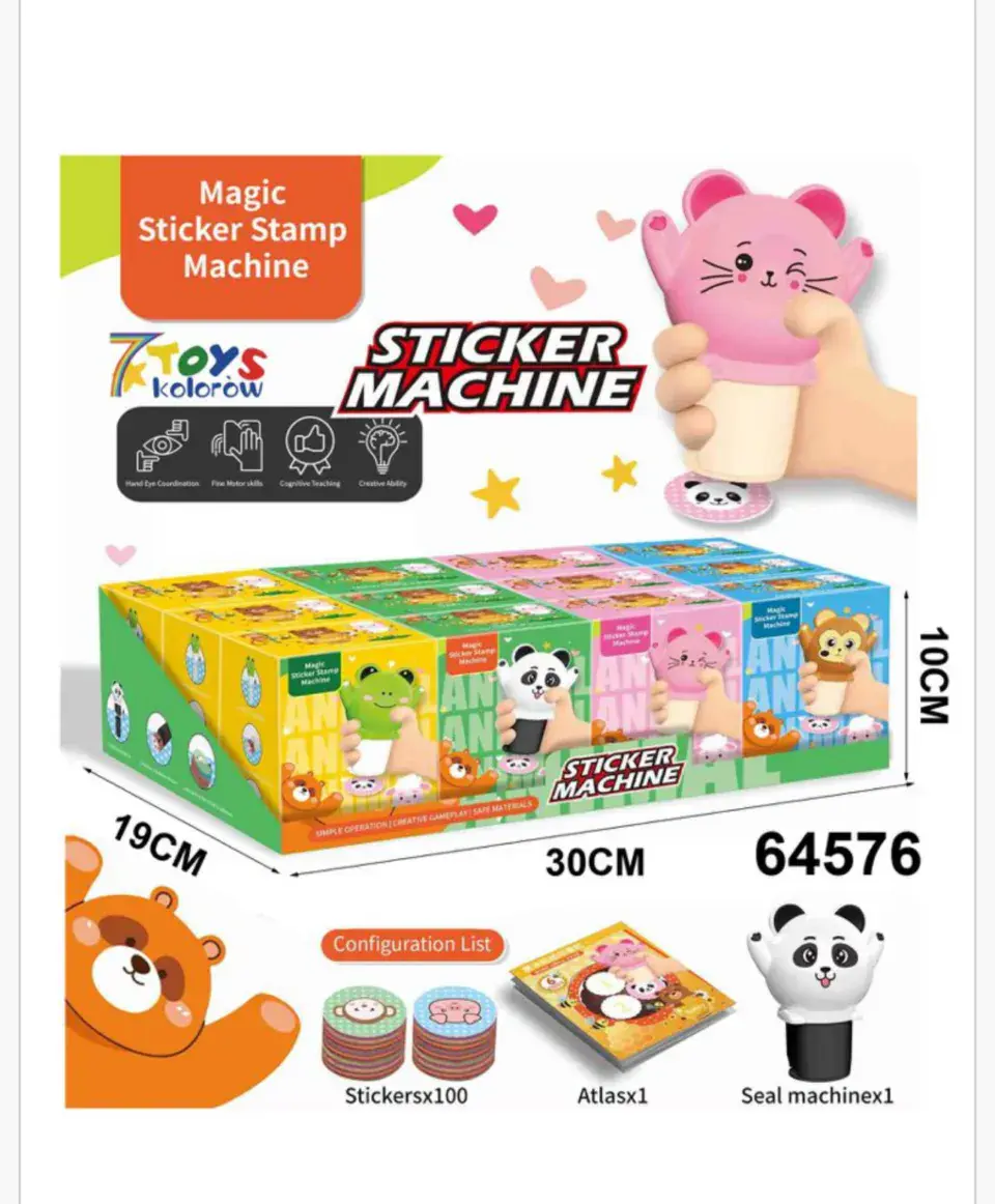 Sticker Machine Maszynka do Naklejek Zwierzątka 100szt Naklejek 12szt