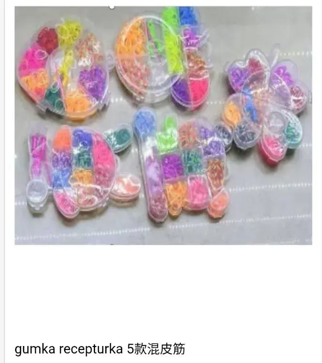 Zestaw gumek recepturek kolorowych w plastikowym pudełku