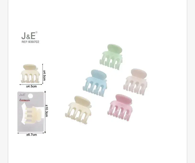 Klamry do włosów J&E pastelowe 4,4 cm x 2,4 cm