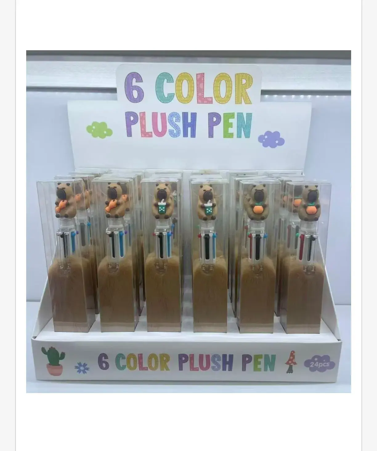 Długopis Kapibara 6-kolorowy z futerkiem Plush Pen 24 szt.