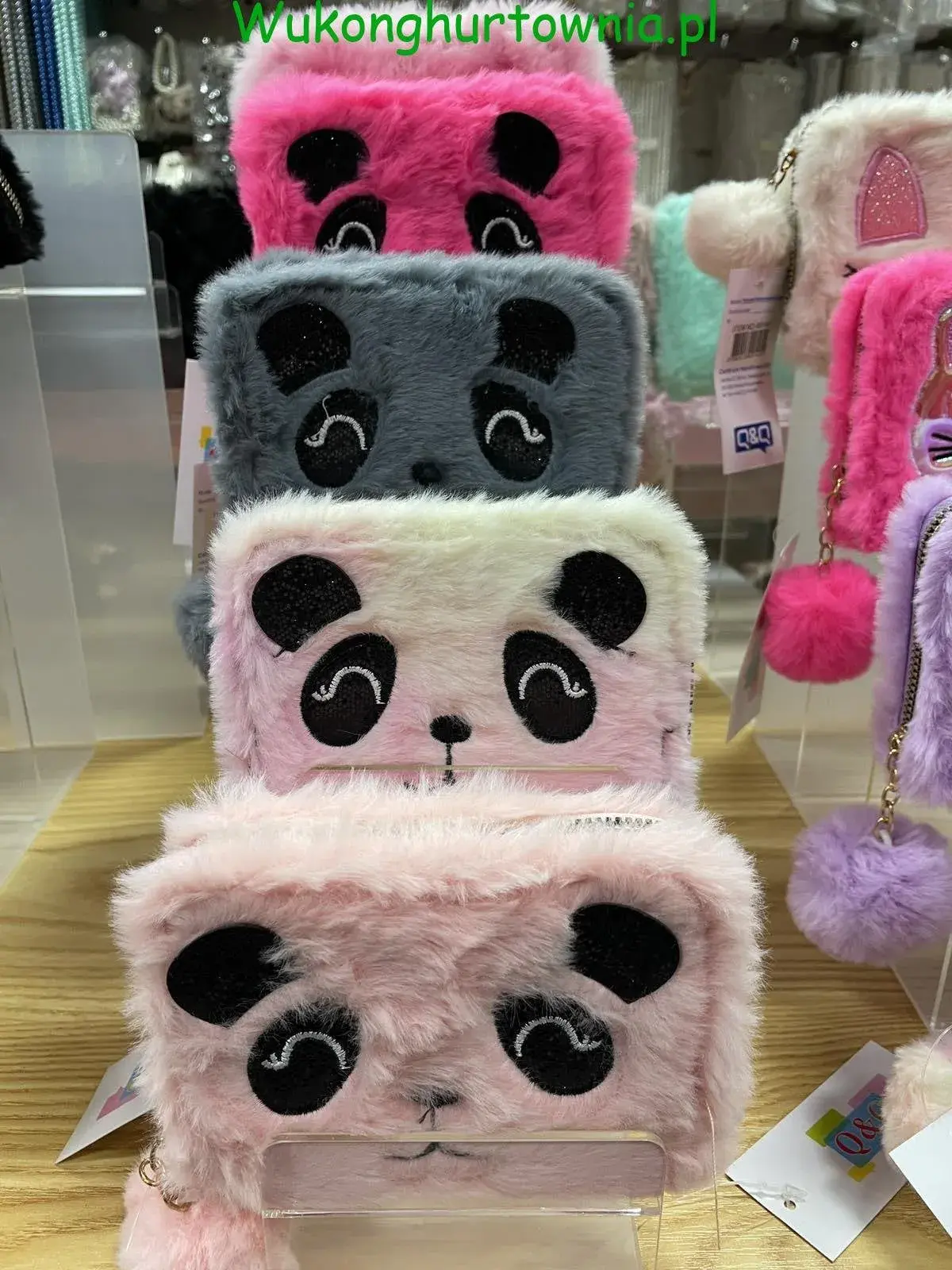 Mini portfele pluszowe panda kreskówkowa, 12 szt.