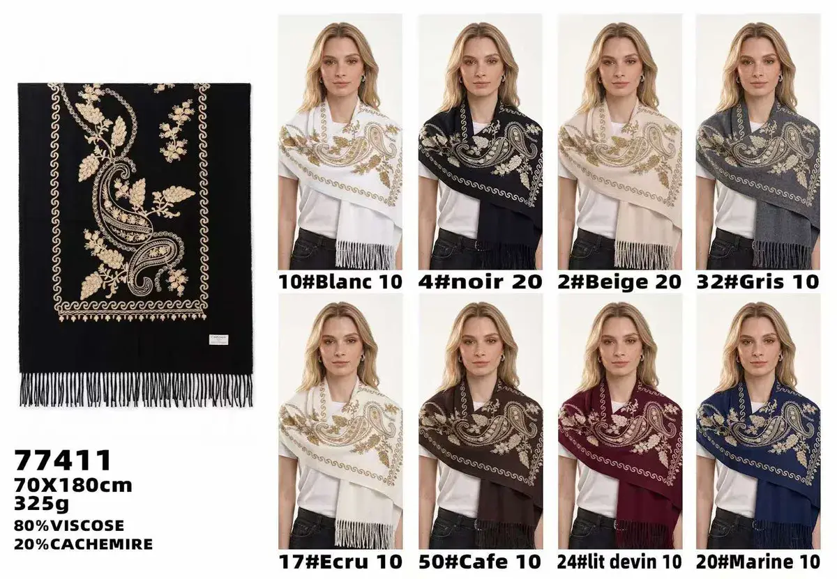 Szalik damski ze wzorem paisley 70x180 cm mix kolorów – wzór 3