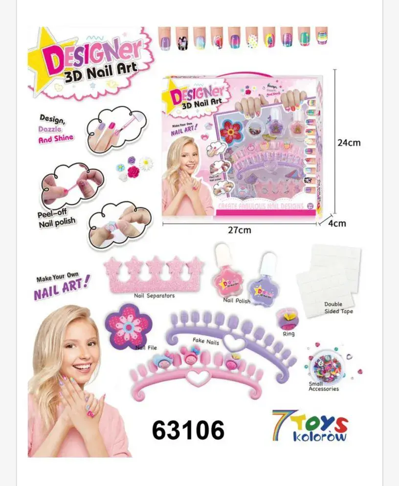 Zestaw Designer 3D Nail Art do malowania paznokci dla dzieci, w wielu kolorach