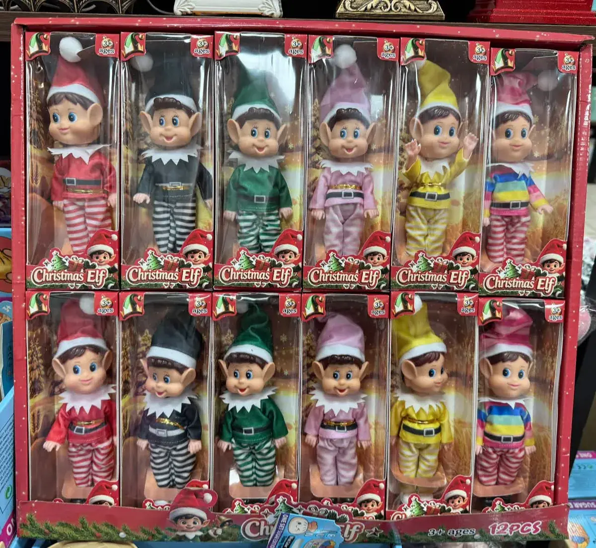 Zestaw 12 kolorowych elfów świątecznych z muzyką 3+