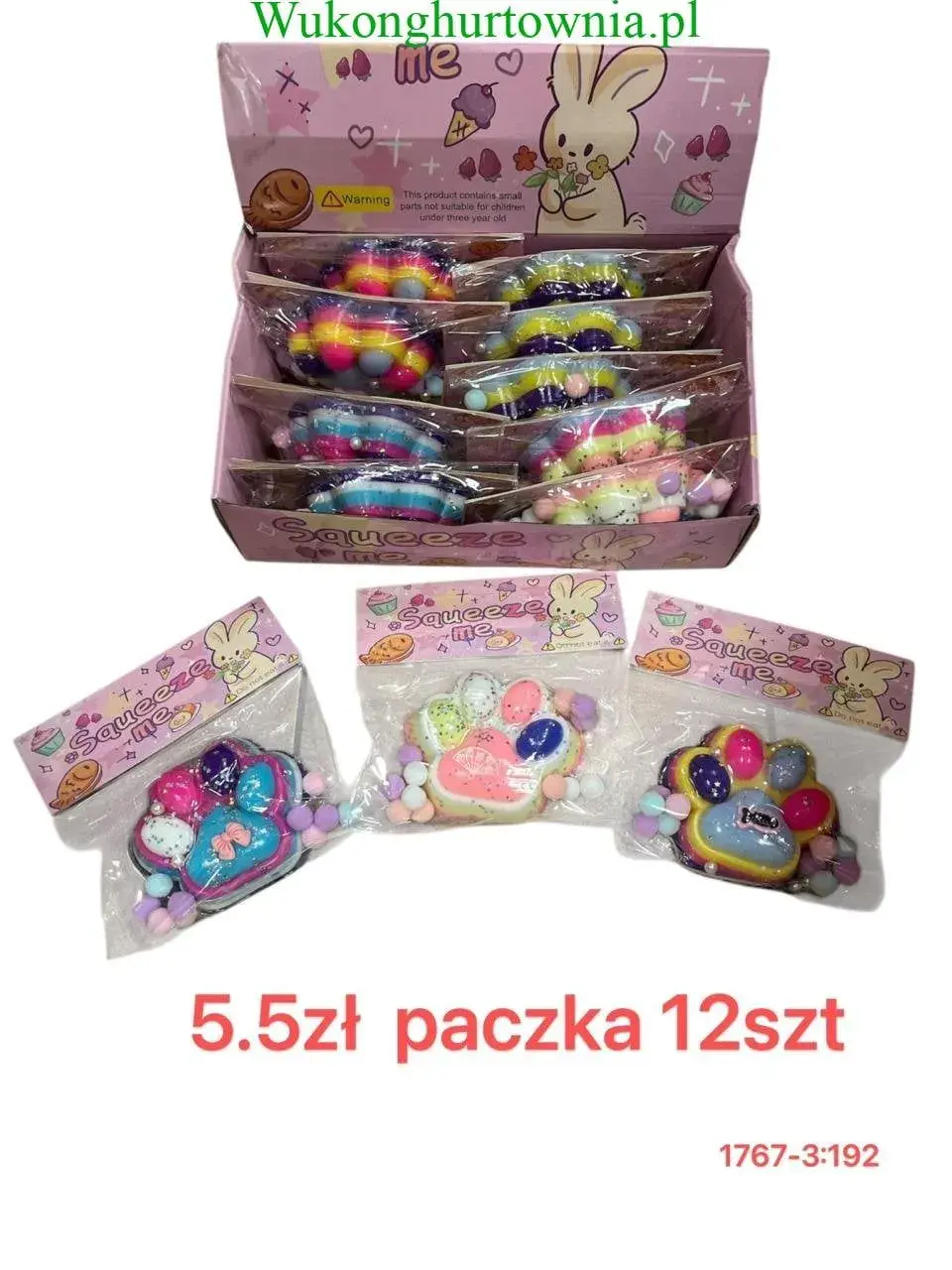 Zabawka Squeeze Me Gniotek Łapka z Koralikami 12 szt.