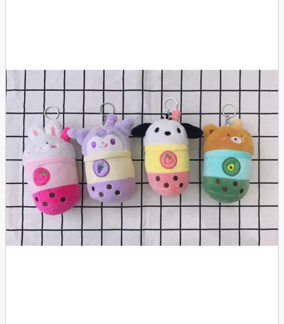 Brelok do Kluczy Pluszowy Bubble Tea Zwierzątka 12 szt., w wielu kolorach
