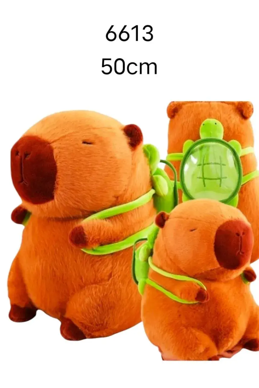 Maskotka Pluszowa Kapibara z Plecakiem Żółwiem 50cm