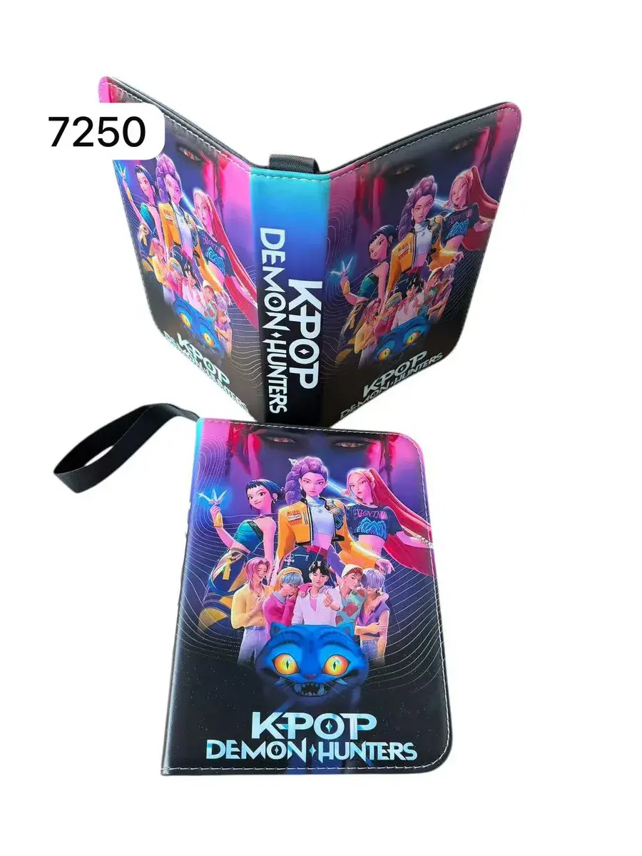 Album na karty KPOP Demon Hunters czarny z kolorowym nadrukiem, kolor czarny z wielobarwnym nadrukiem