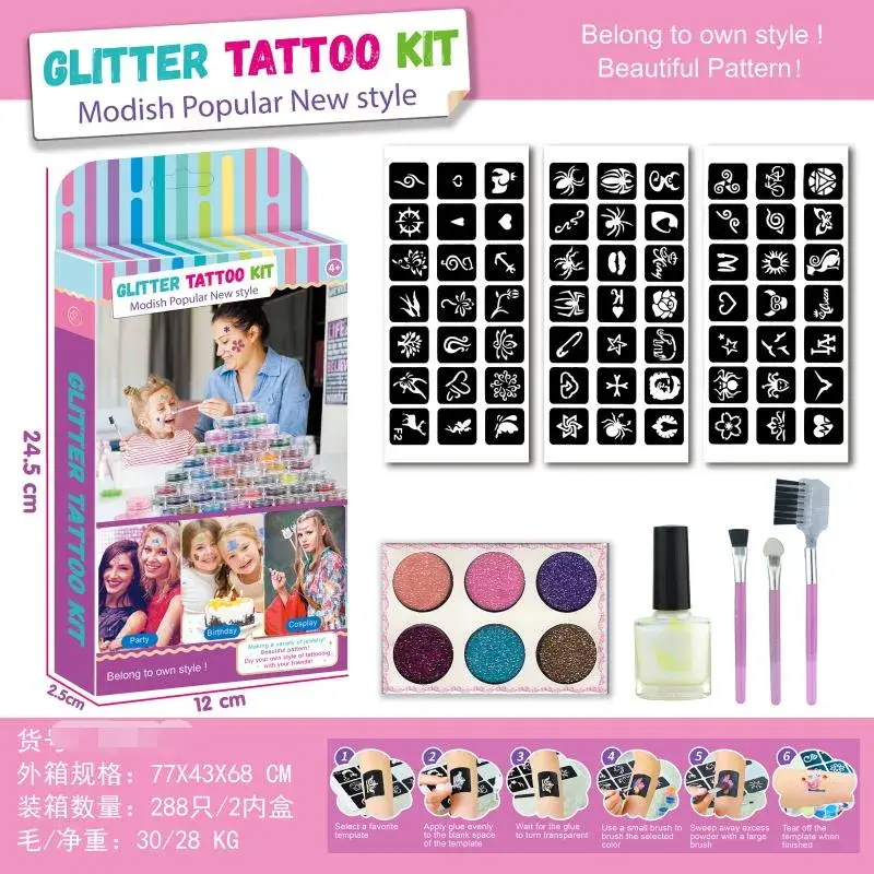 Zestaw do tatuaży brokatowych Glitter Tattoo Kit