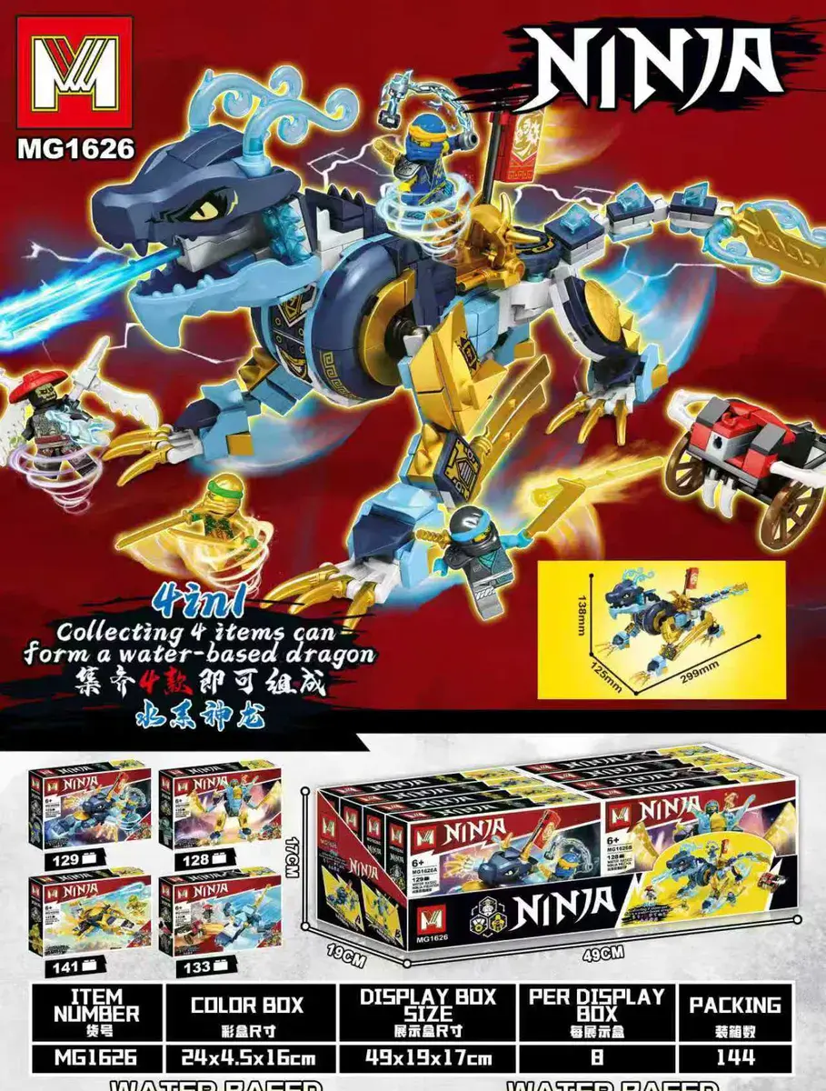 Klocki ninja smok wodny 4w1 z figurkami i akcesoriami