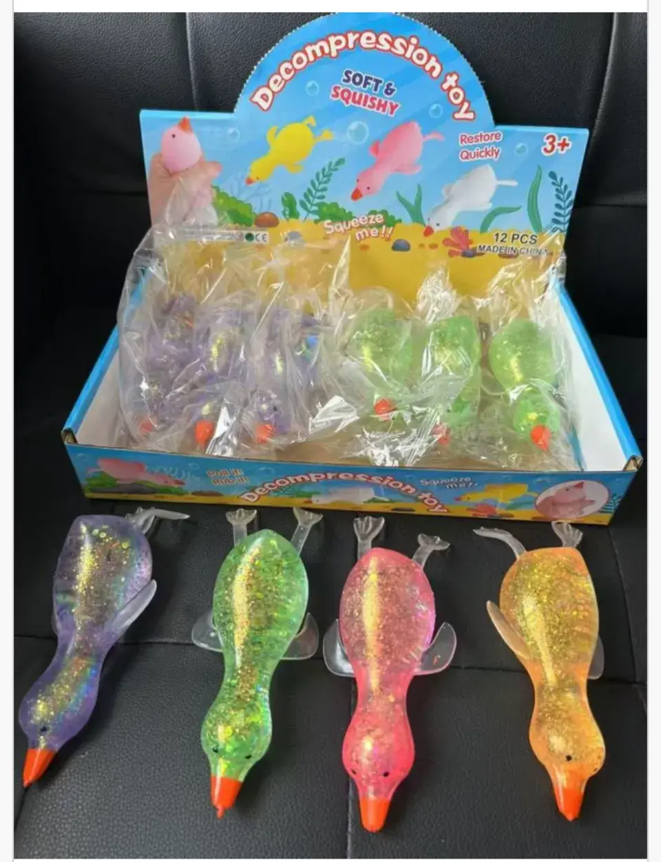 Zabawka Squeeze Toys Gniotek Kaczka z Brokatem 12 szt.