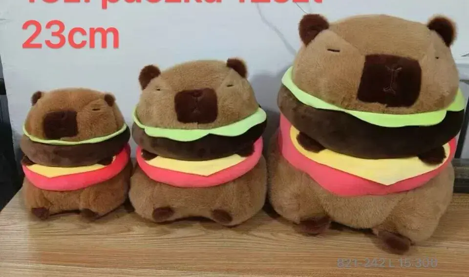 Maskotka Pluszowa Kapibara Hamburger 23cm, w wielu kolorach
