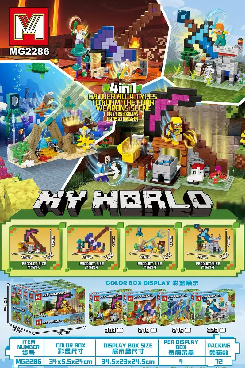 Klocki my world 4w1 zestaw broni z figurkami i akcesoriami