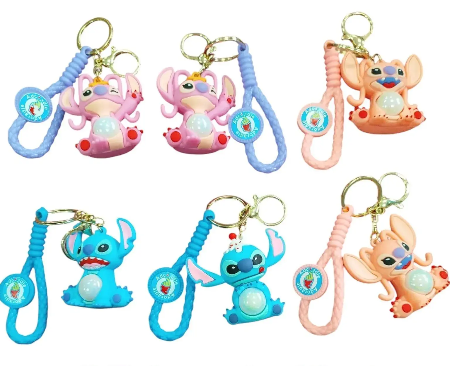 Brelok do Kluczy Stitch LED z Paskiem Silikonowym Mix 12szt