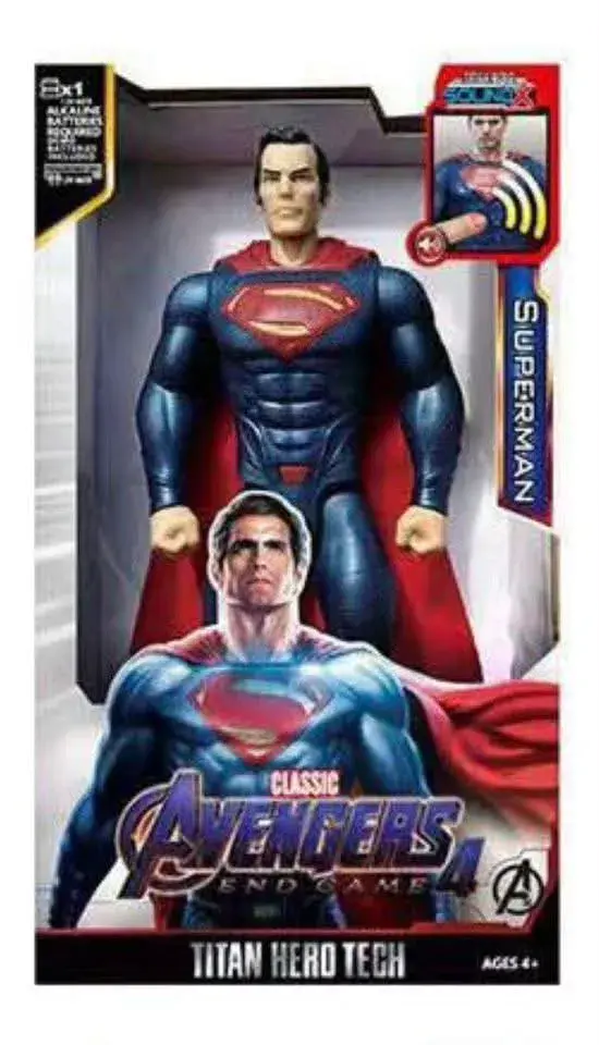 Figurka superbohatera superman z czerwonym płaszczem i dźwiękiem