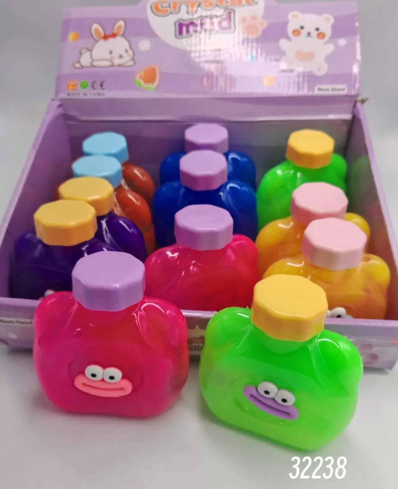 Zabawki Slime Crystal Mud w butelkach buźki 12 szt.