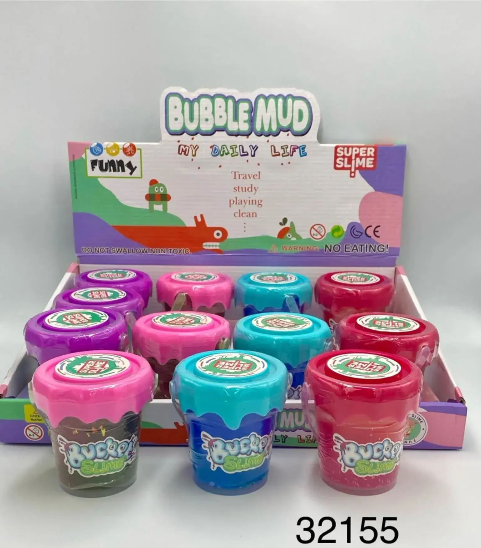 Zabawki Bubble Mud - Masa Plastyczna Slime w Wiaderku, 12 szt.