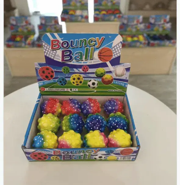 Piłka Bouncy Ball z wypustkami, mix kolorów, gumowa 24 szt.