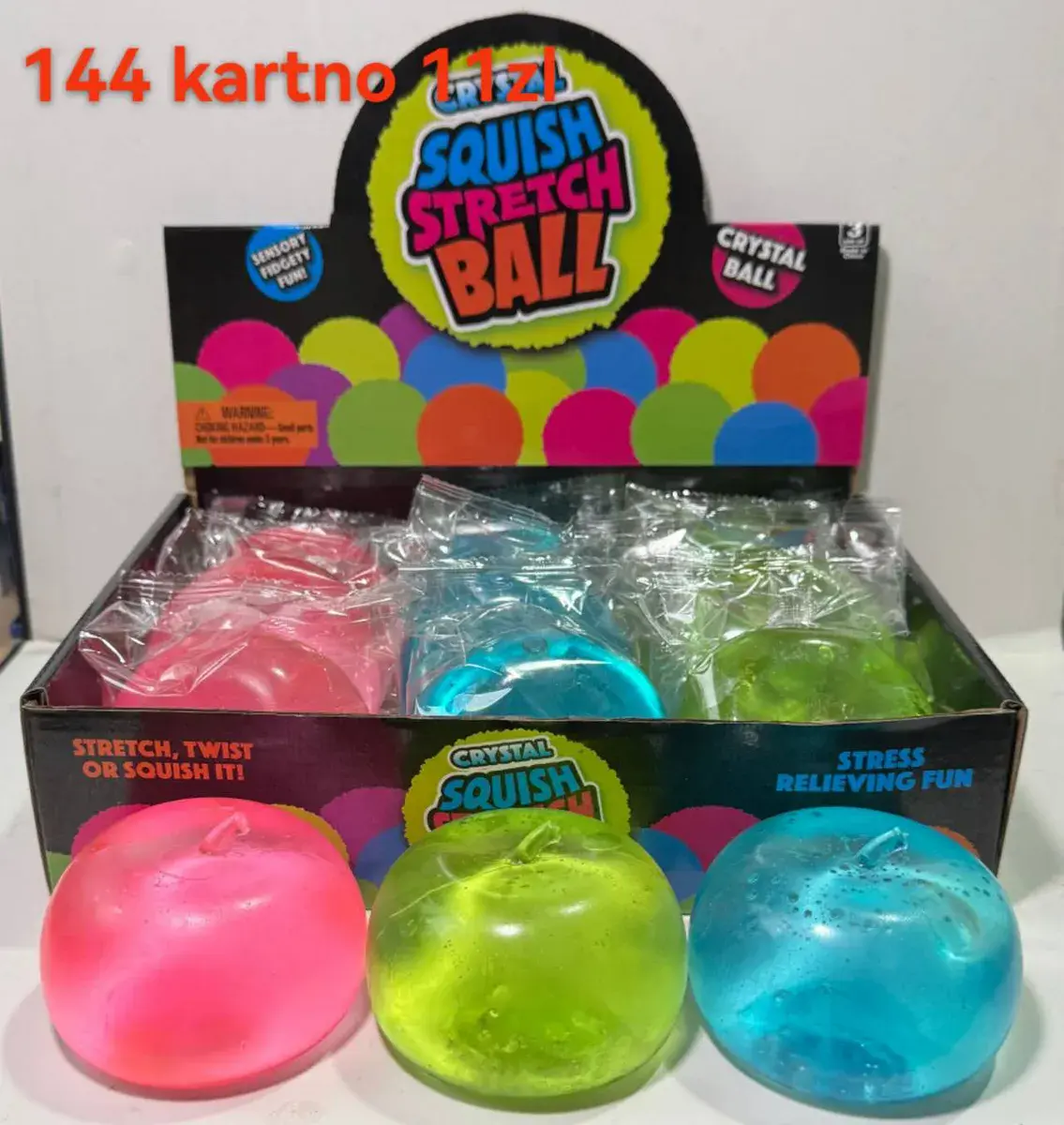 Squish stretch ball zabawka antystresowa kolorowa przezroczysta