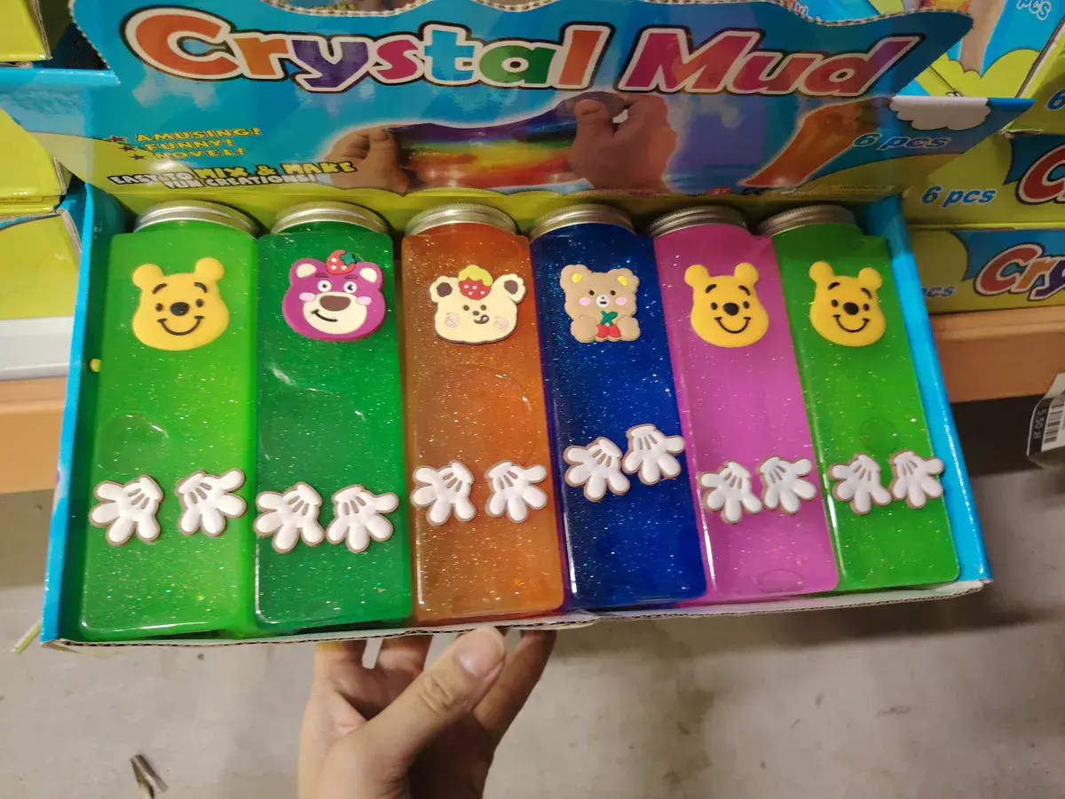 Zabawki Slime Crystal Mud kolorowe z brokatem 6 sztuk